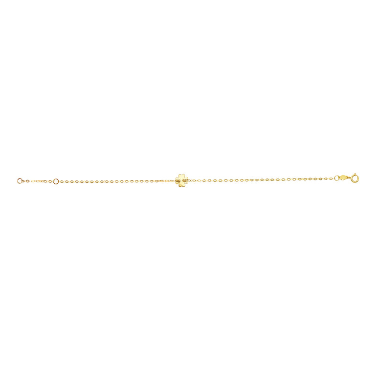 14K Gold Clover Bracelet-Yellow | Spring Ring