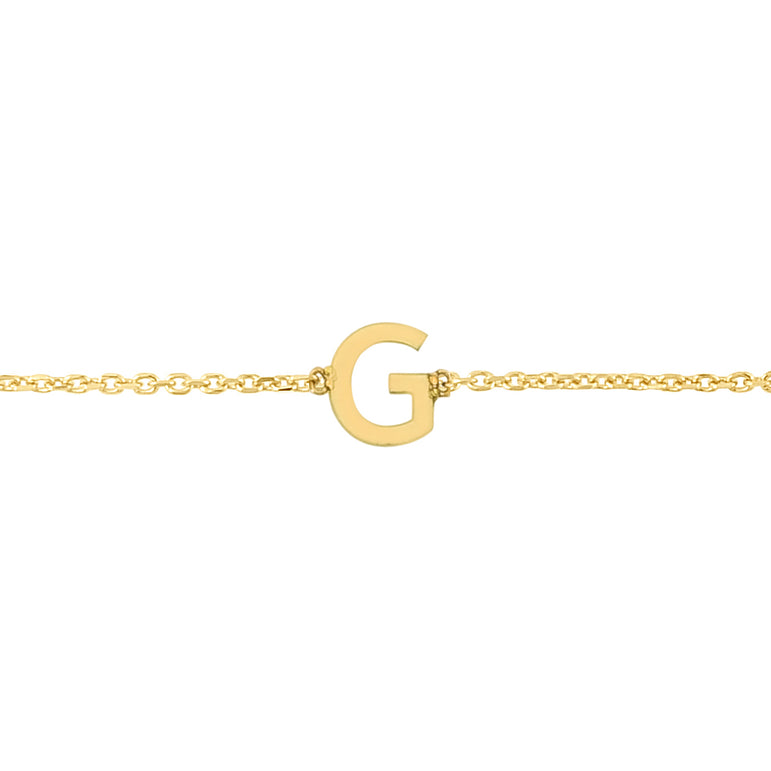 14K Mini Initial G Necklace-Yellow | Spring Ring