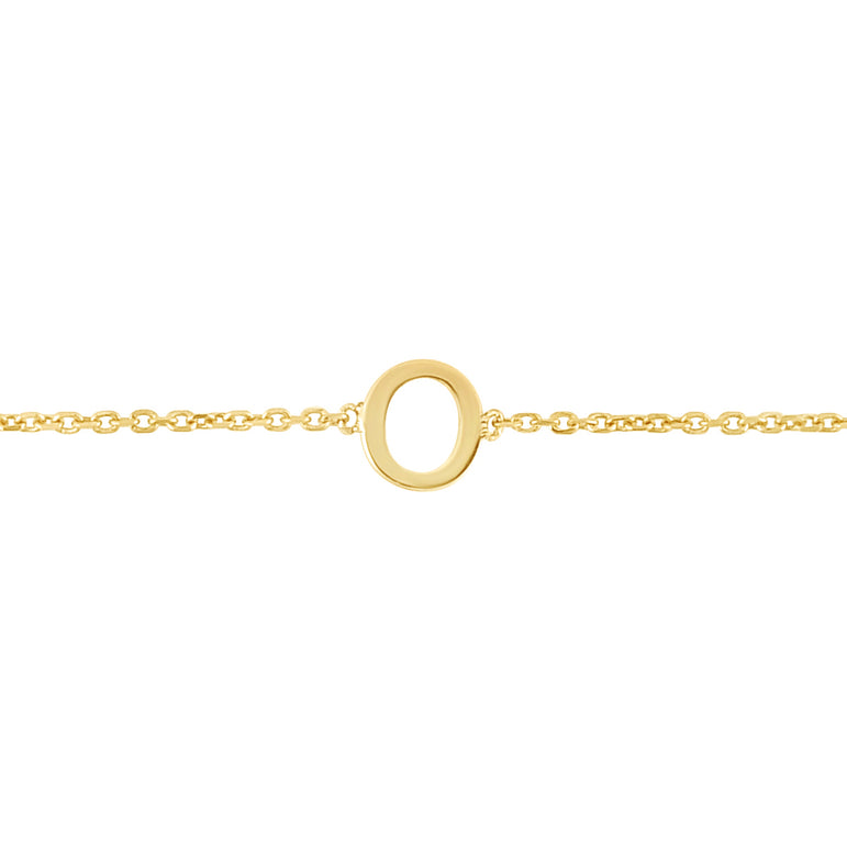 14K Mini Initial O Bracelet-Yellow | Spring Ring
