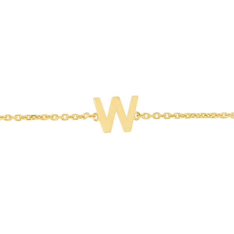 14K Mini Initial W Necklace-Yellow | Spring Ring