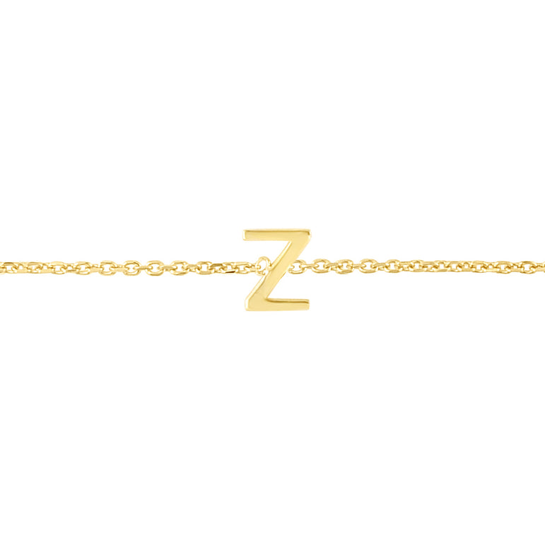 14K Mini Initial Z Necklace-Yellow | Spring Ring