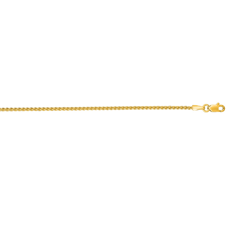14K Gold 1.5mm Round Wheat Chain -Yellow | Lobster