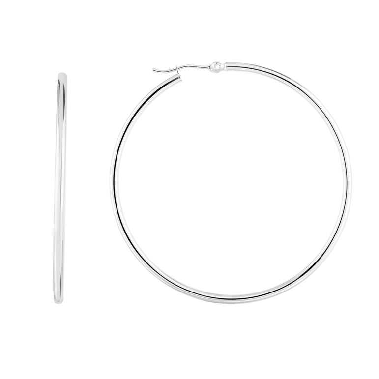 14K Gold 2x50mm Hoops-White | Hinged