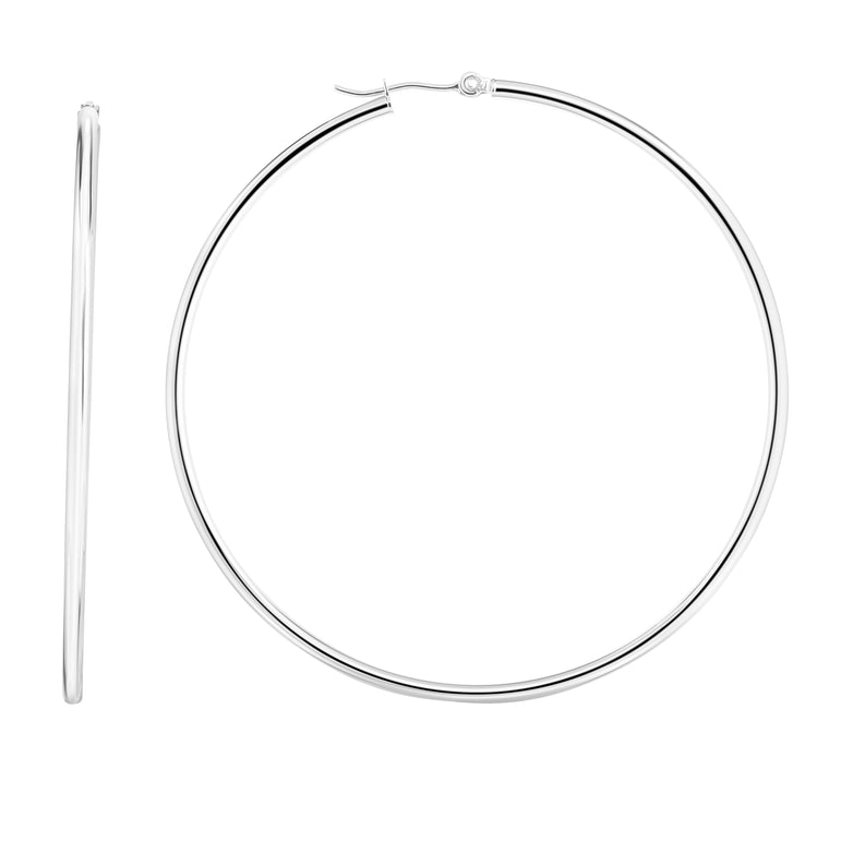14K Gold 2x60mm Hoops-White | Hinged