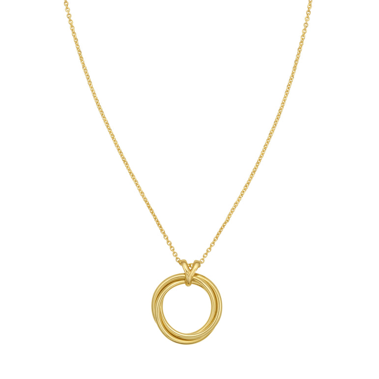 14K Interlocking Medium Trinity Necklace-Yellow