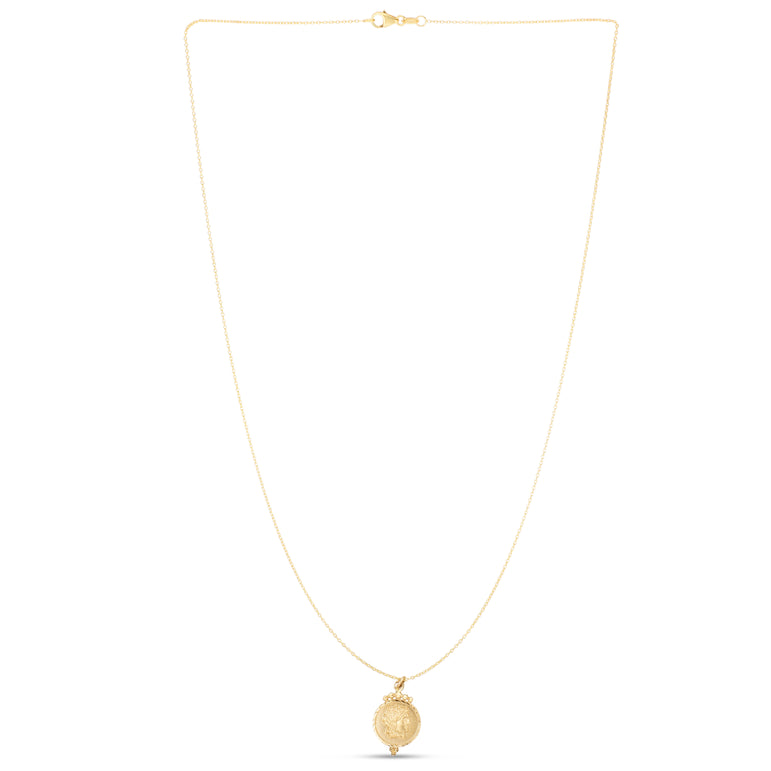14K Gold Roman Coin Inspired Necklace-Yellow | Lobster
