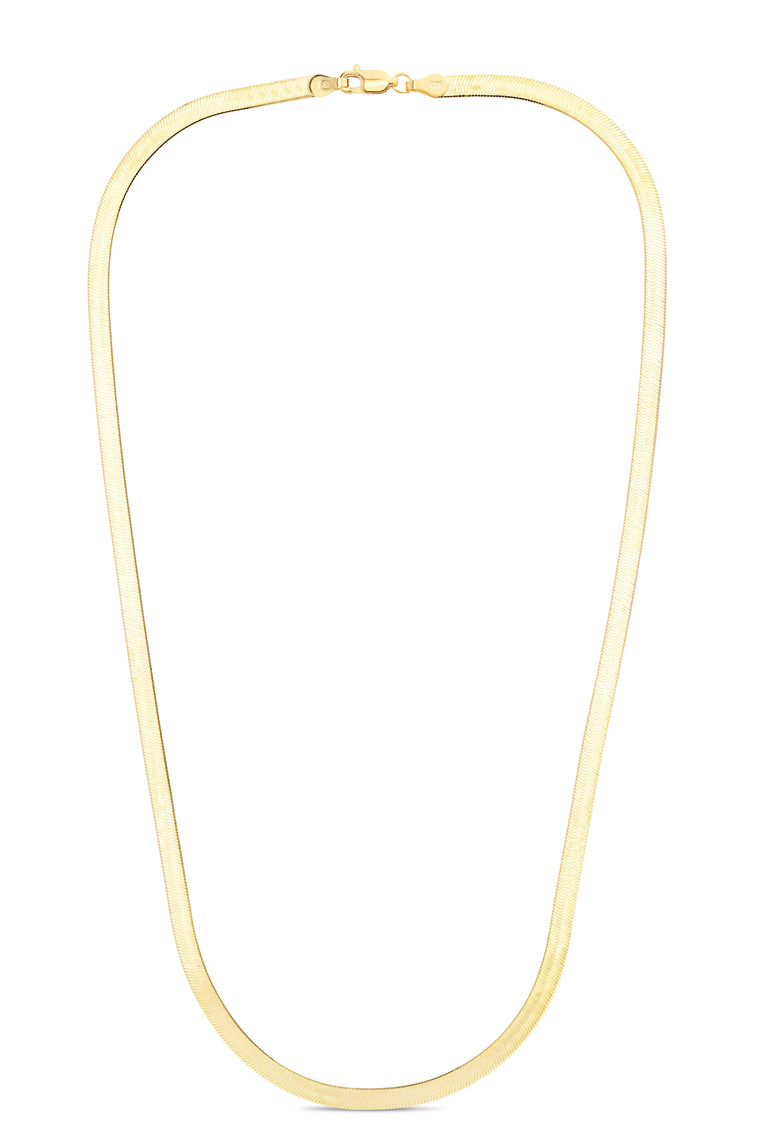 14K Gold 18" 4mm Imperial Herringbone Chain -Yellow | Lobster