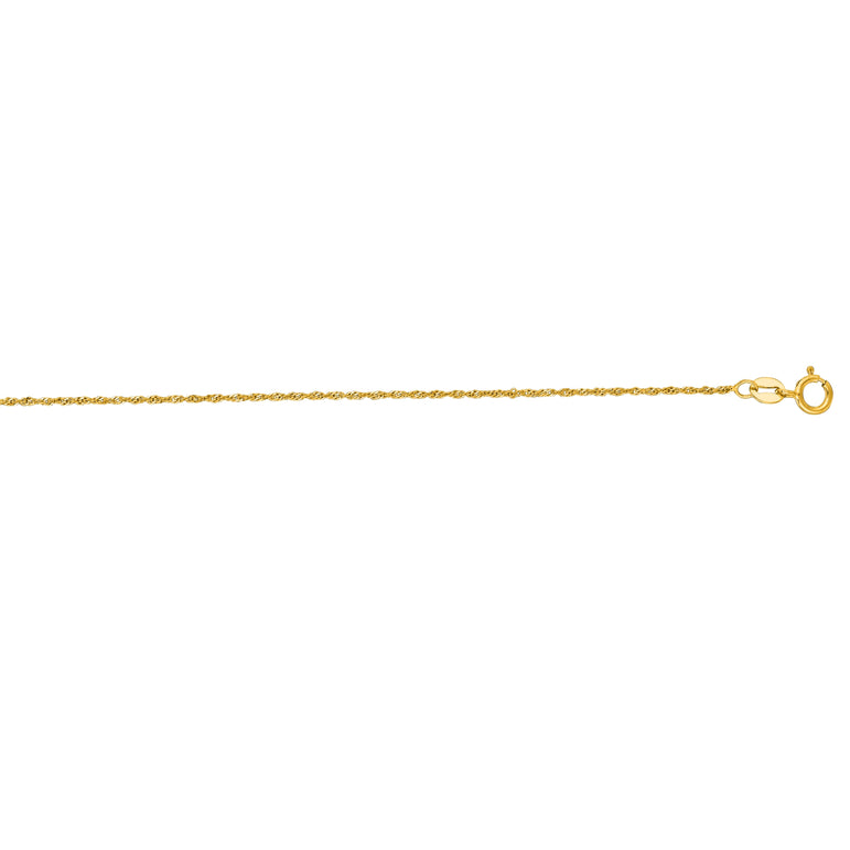14K Gold 1.1mm Singapore Chain-Yellow | Spring Ring