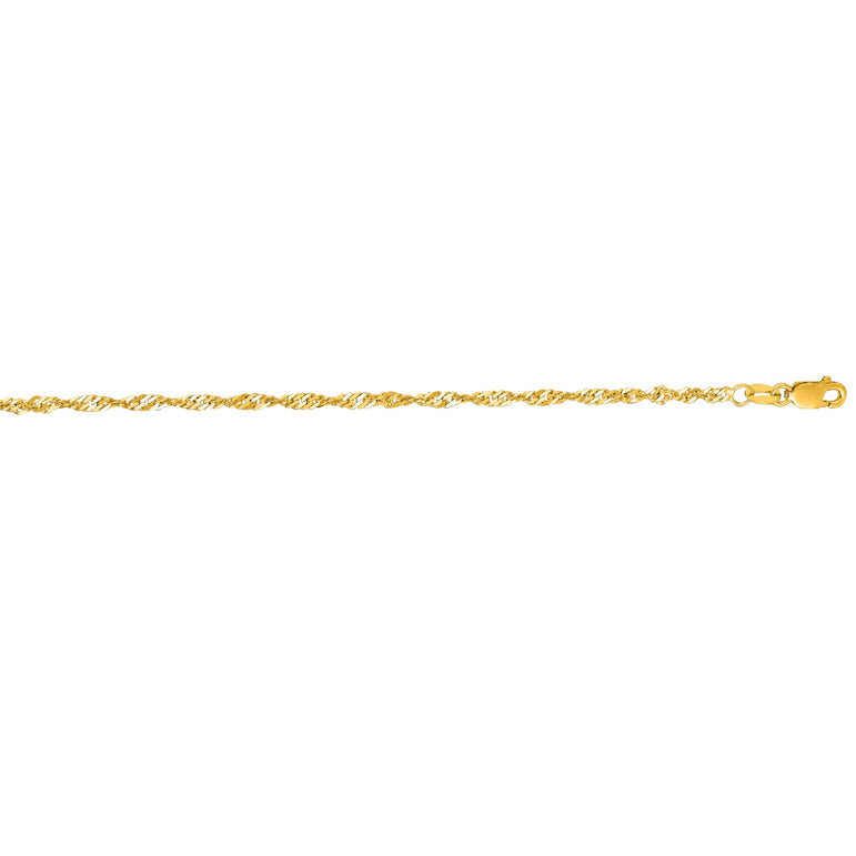 14K Gold 2.1mm Singapore Chain -Yellow | Lobster