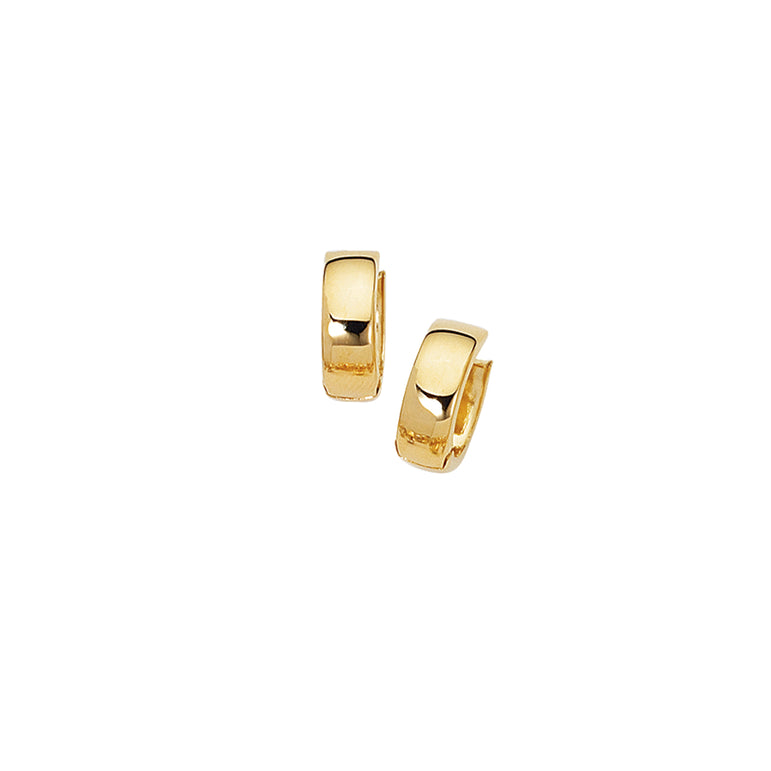 14K Gold Polished Chunky Huggie Earring-Yellow | Hinged