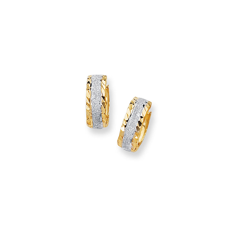14K Gold Center Huggie Earring-Two-tone | Hinged