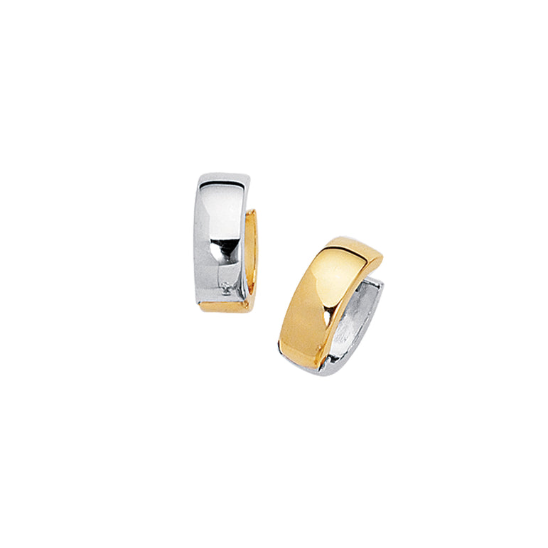 14K Gold Polished Chunky Reversible Huggie Earring-Two-tone | Hinged