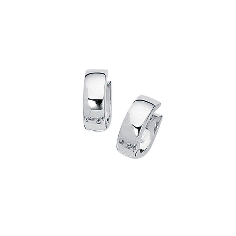 14K Gold Polished Chunky Huggie Earring-White | Hinged
