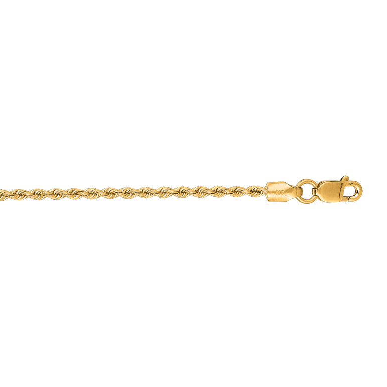 14K Gold 1.5mm Rope Chain -Yellow | Lobster