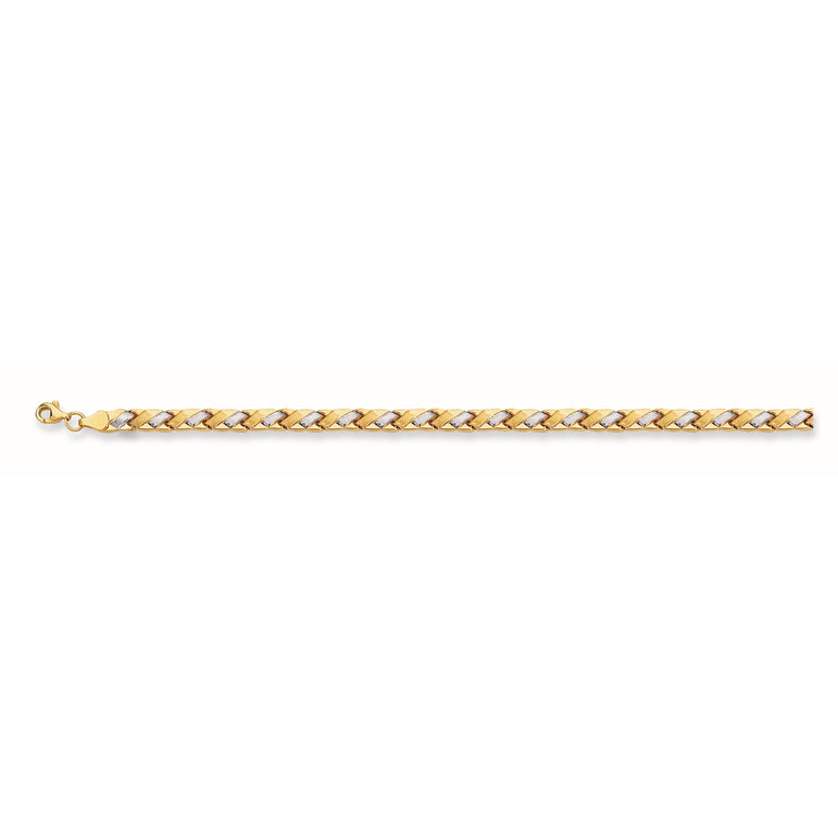 14K Two-tone Gold Satin X Stampato Bracelet-Two-tone | Lobster
