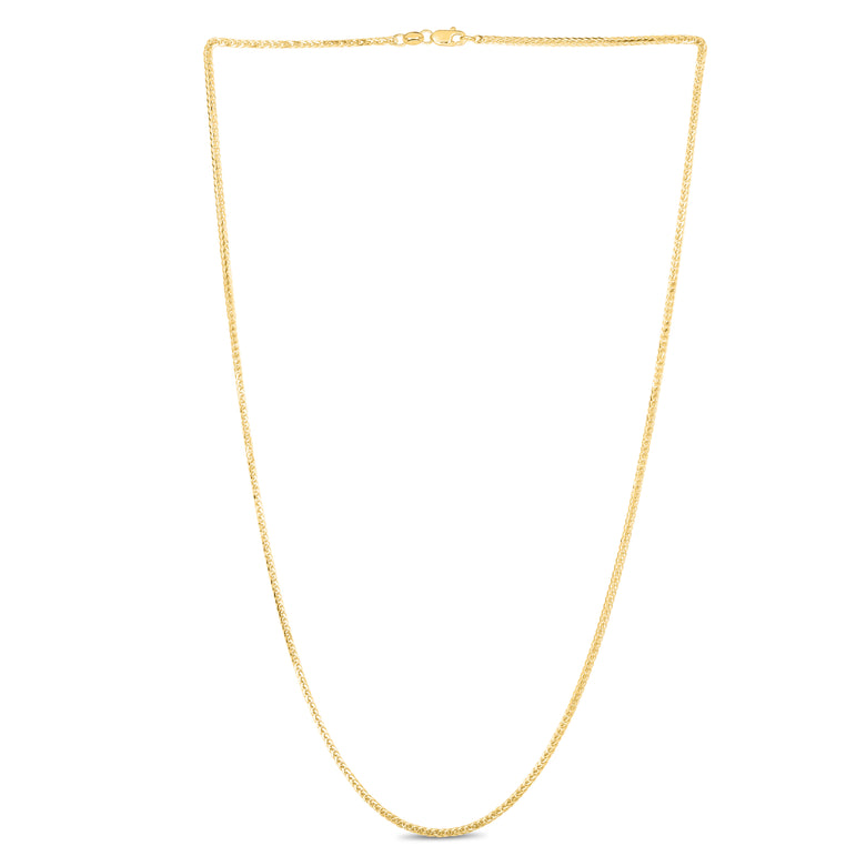 14K Gold 1.8mm Square Wheat Chain -Yellow | Lobster