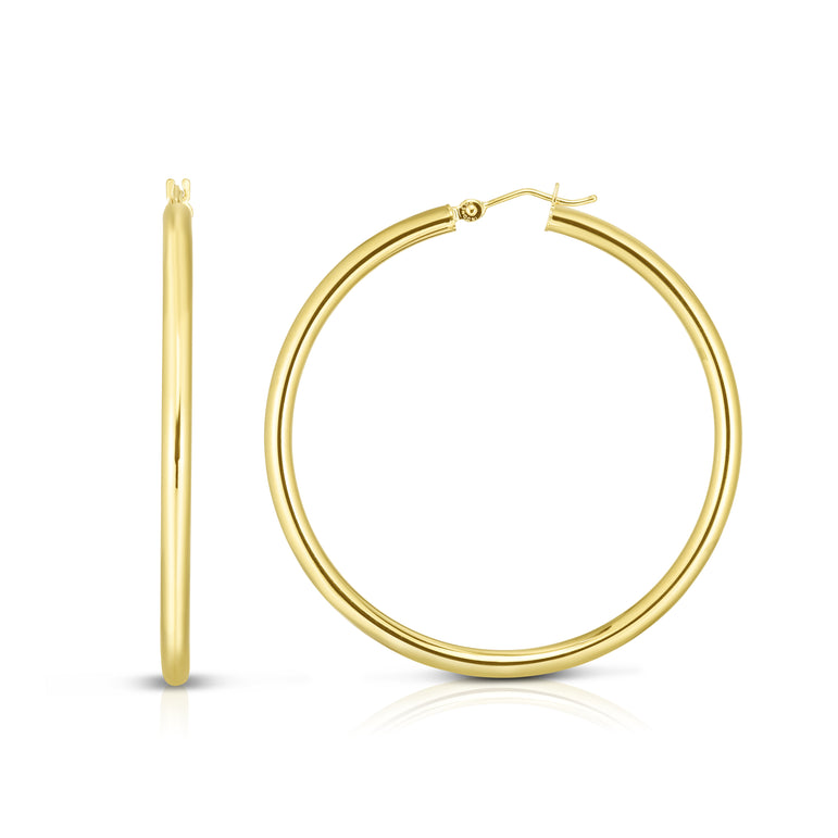 14K Gold 3x40mm Hoops-Yellow | Hinged