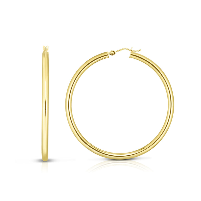 14K Gold 3x30mm Hoops-Yellow | Hinged