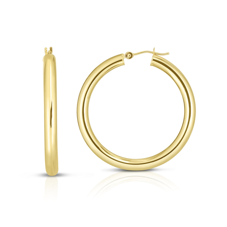 14K Gold 4x40mm Hoops-Yellow | Hinged