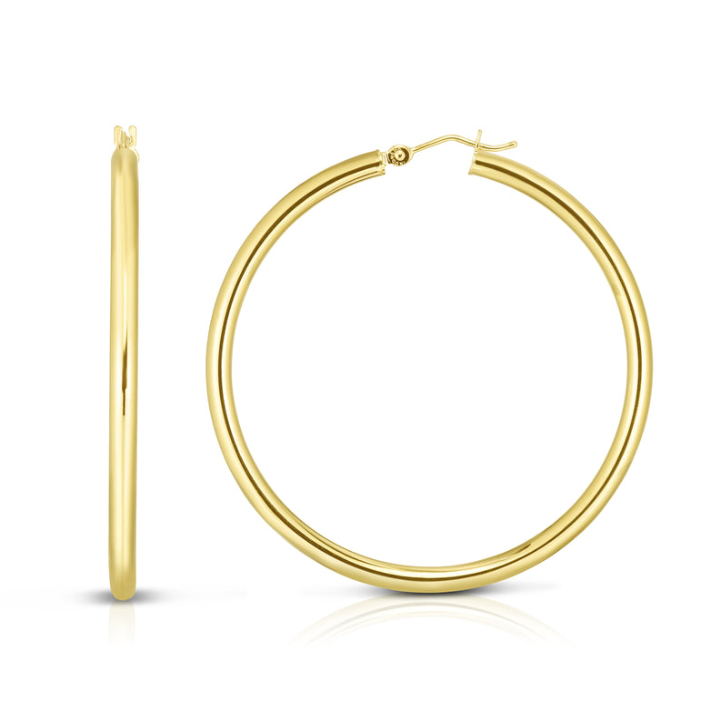 14K Gold 3x50mm Hoops-Yellow | Hinged