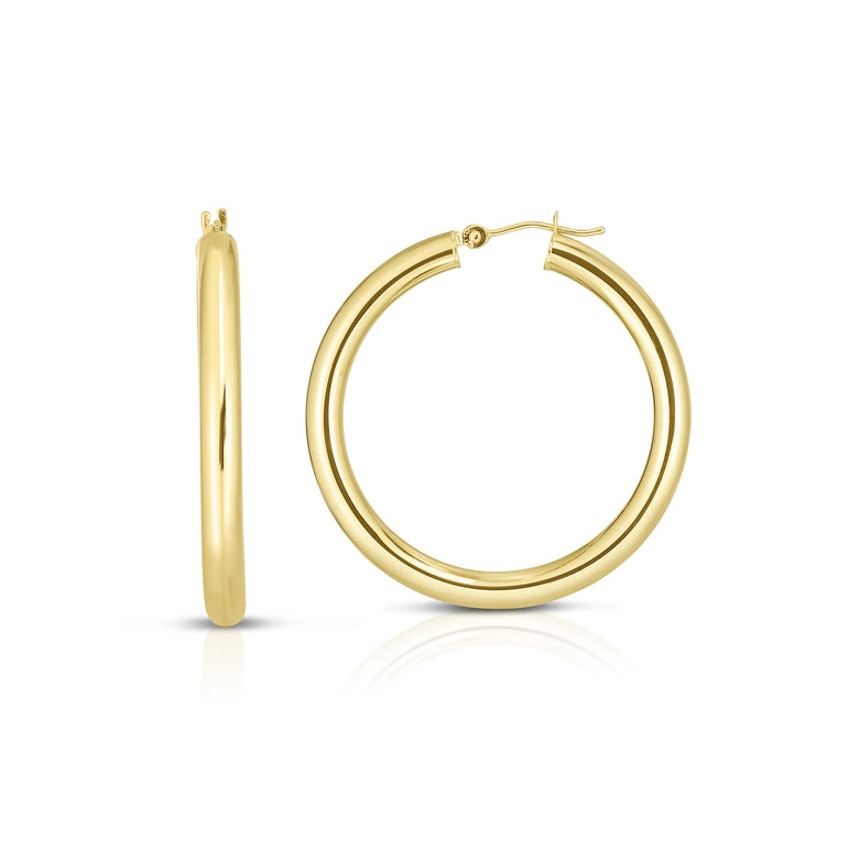 14K Gold 4x30mm Hoops-Yellow | Hinged
