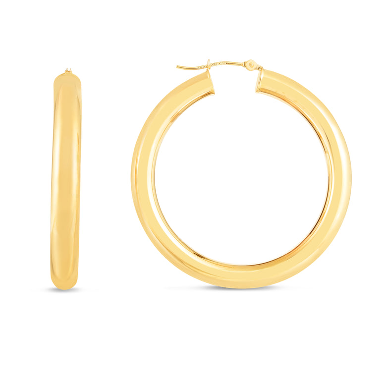 14K Gold 5x40mm Hoops-Yellow | Hinged