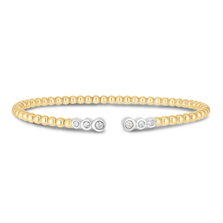 14K Diamond Pallina Bead Bracelet-Two-tone