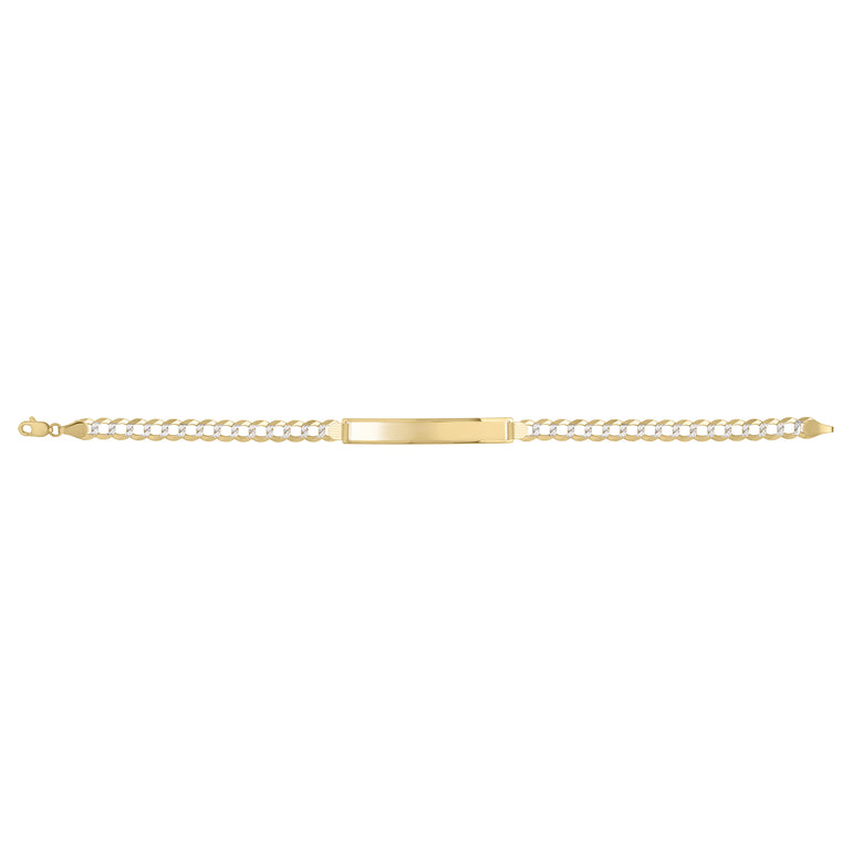 14K 5.7mm Pave ID Curb Bracelet-Yellow | Lobster