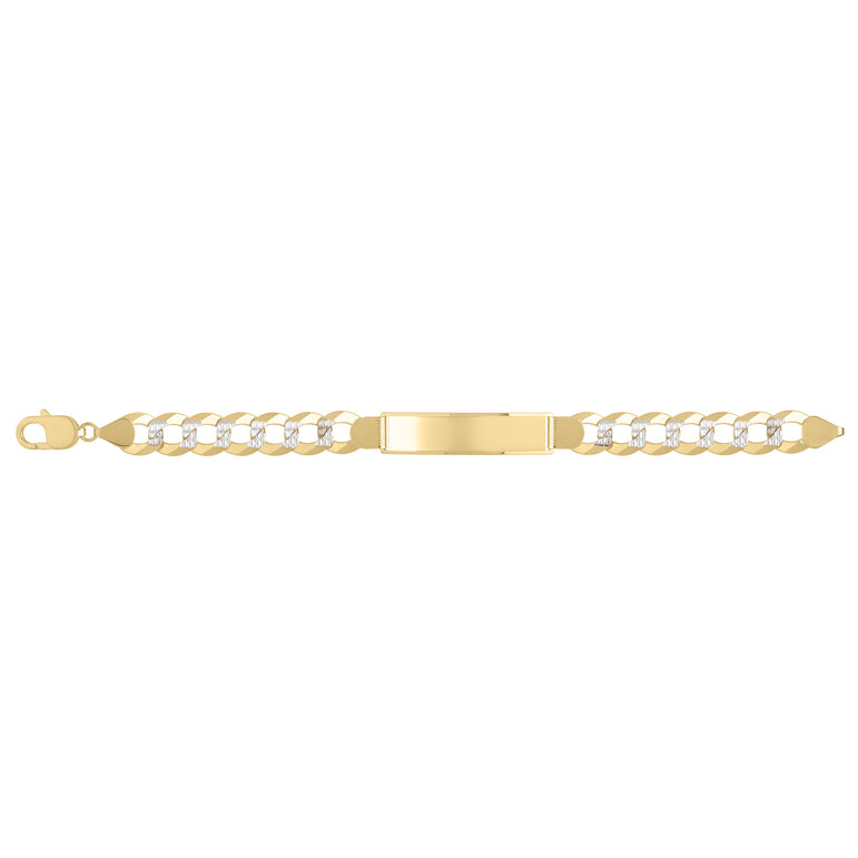 14K 11mm Pave Curb ID Bracelet-Yellow | Lobster
