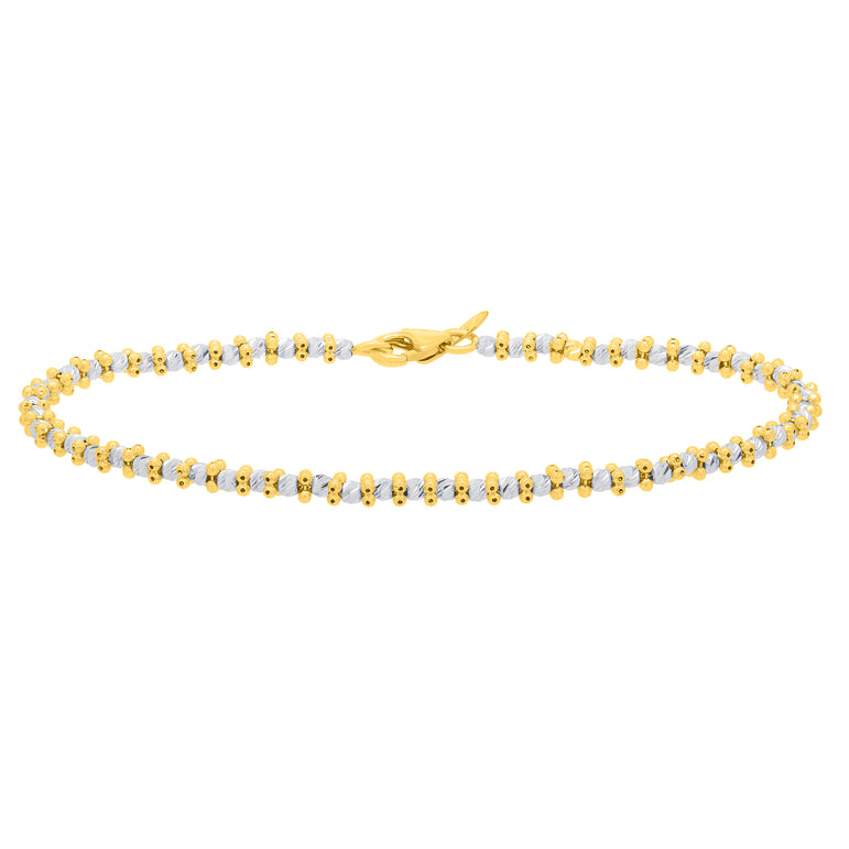 14K Gold Pallina Bead TT Chain-Two-tone | Pear Shaped Lobster