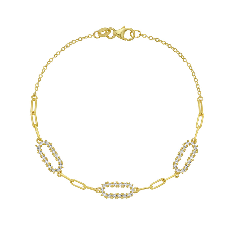 14K Diamon'Oro Paperclip Bracelet-Two-tone | Lobster