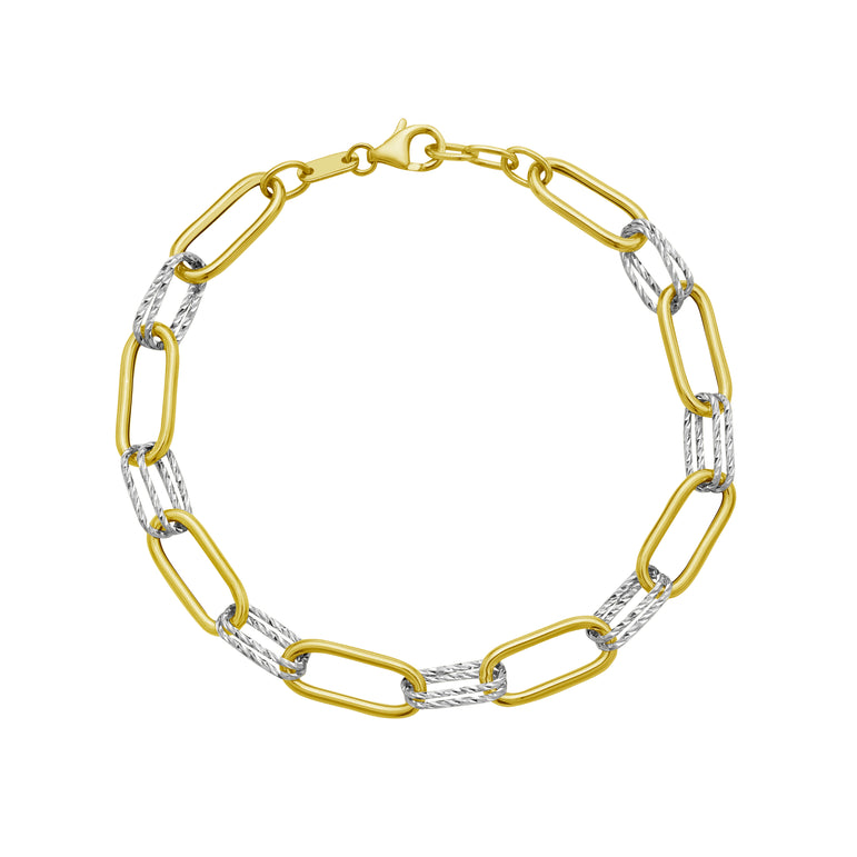 14K Two-tone Diamante Paperclip Chain-Two-tone | Lobster