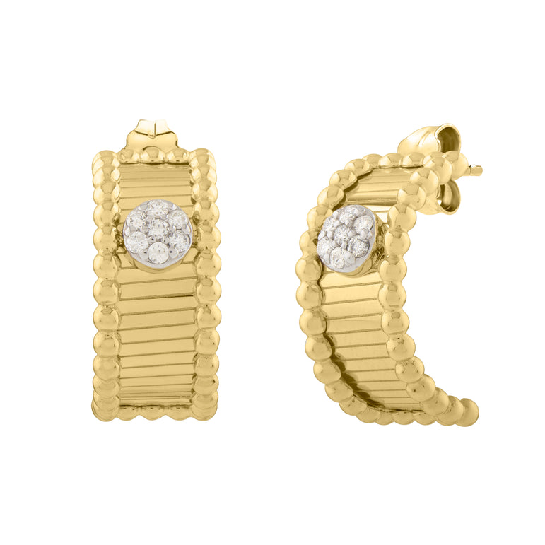 14K Pallina Diamond Half Moon Earrings-Two-tone | Push Back