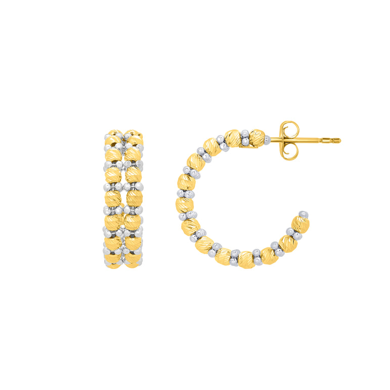 14K Gold Pallina Bead TT Hoops-Two-tone | Push Back