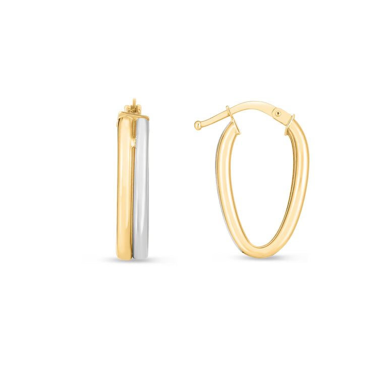14K Two-tone Double Oval Hoops-Two-tone | Hinged