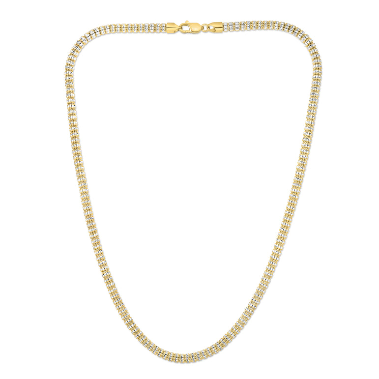 14K Gold 20" 4.25mm Two-Tone Fancy Ice Chain-Yellow | Lobster