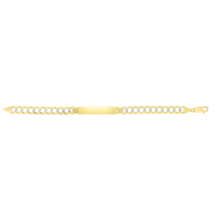 14K Gold 6.7mm Pave Curb ID Bracelet-Two-tone | Lobster