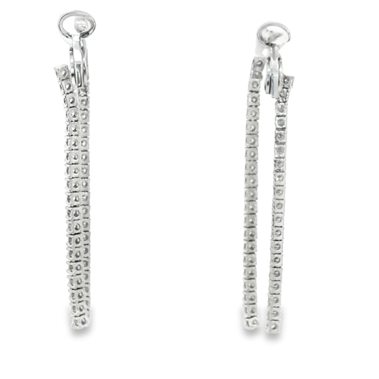 18kt White Gold Hoop Earrings with 3 1/2cttw Round Brilliant Diamonds