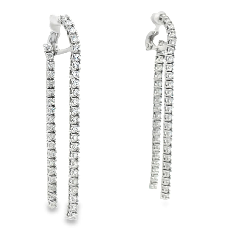 18kt White Gold Hoop Earrings with 3 1/2cttw Round Brilliant Diamonds