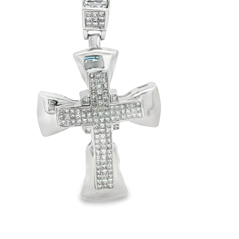 10kt White Gold 3Ct total weight Diamond Cross Pendant