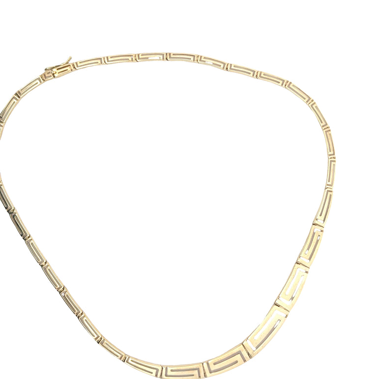 14k Yellow Gold Greek Key Chain Necklace