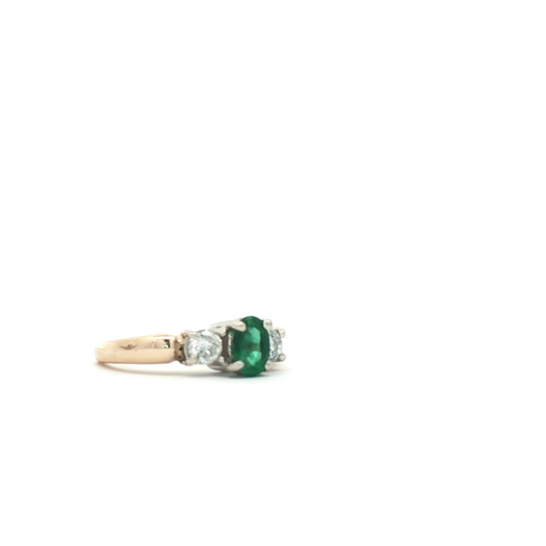 14kt Yellow Gold Ring with Oval 1/4ct Emerald plus natural diamonds