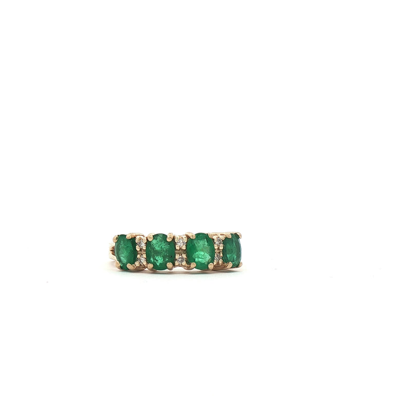 14kt Yellow Gold Oval Emerald with diamonds