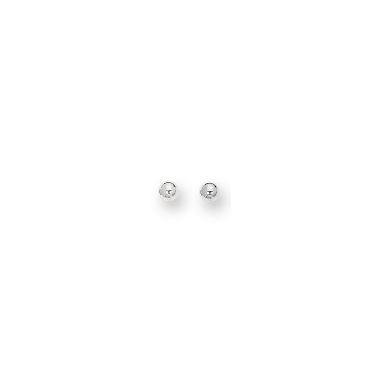14K Gold Polished 3mm Post Earring-White | Push Back