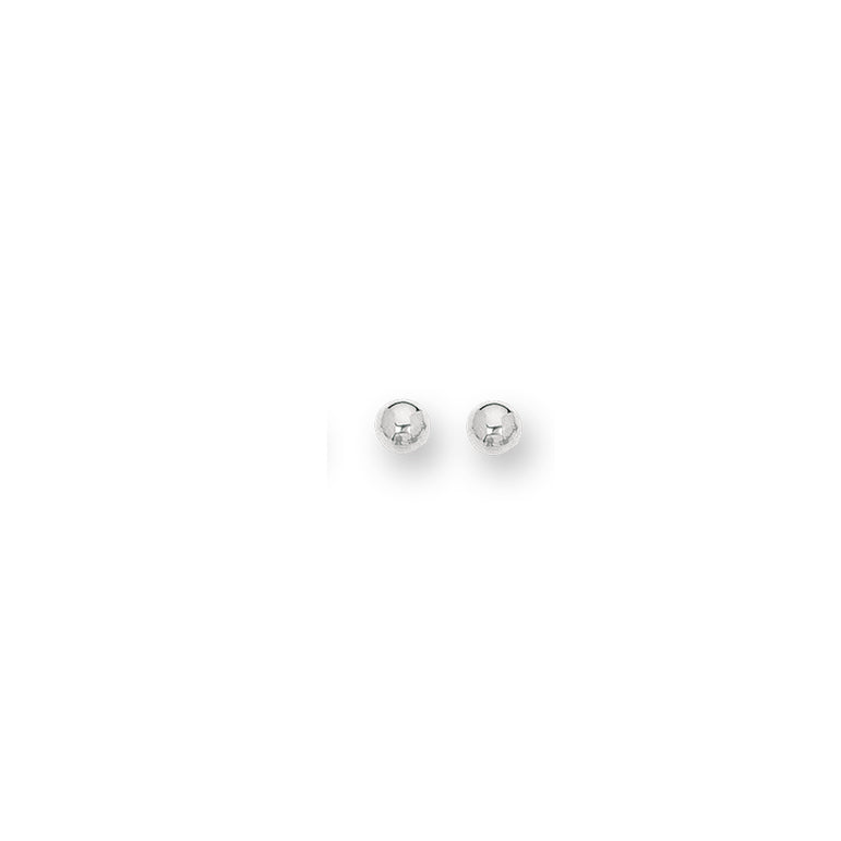 14K Gold Polished 6mm Post Earring-White | Push Back
