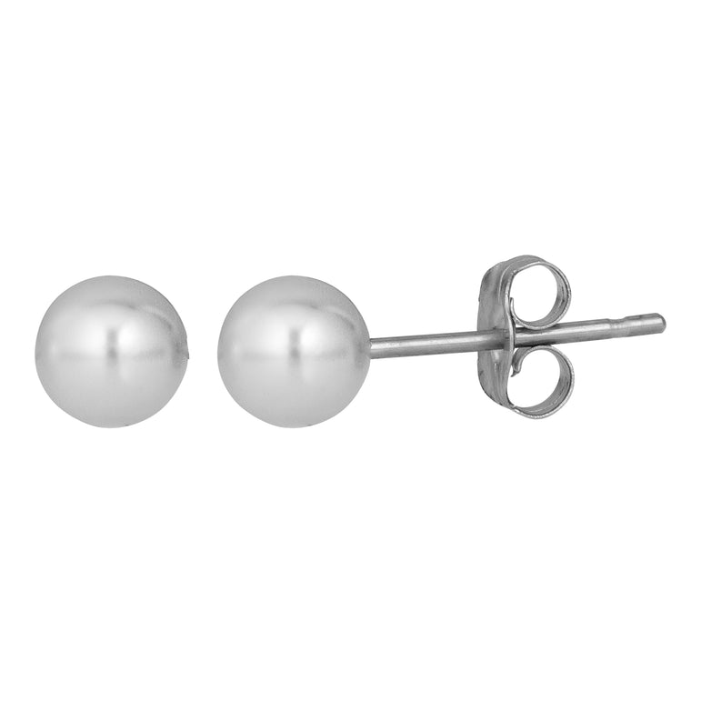 14K Gold 7MM Pearl Stud Earring-White | Push Back