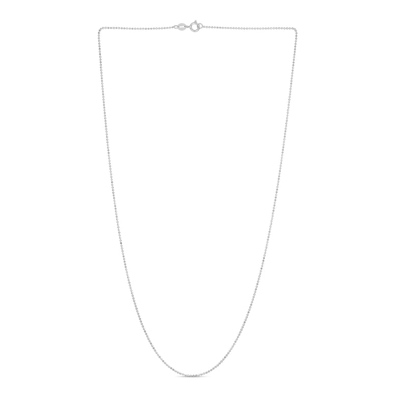 14K Gold 0.9mm Diamond Cut Bead Chain-White | Spring Ring