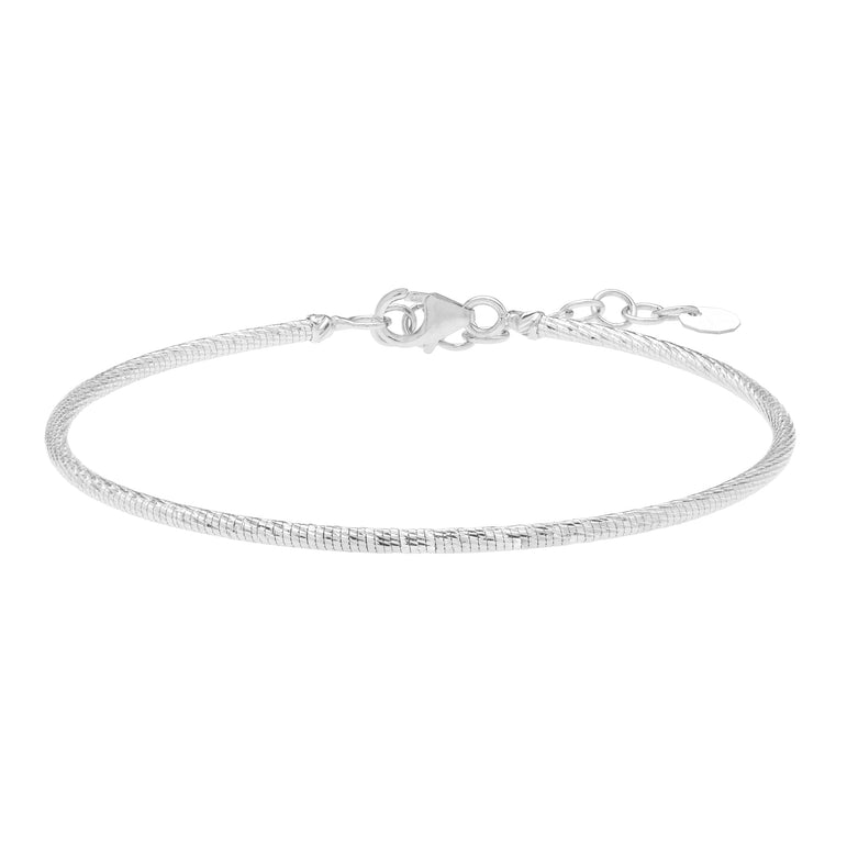 14K Diamond Cut Stack Bangle-White | Lobster