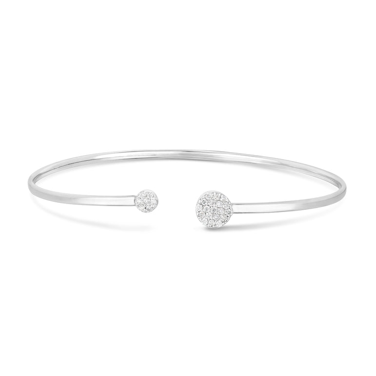 14K Gold Asymetrical Diamond Cluster Cuff Bangle-White