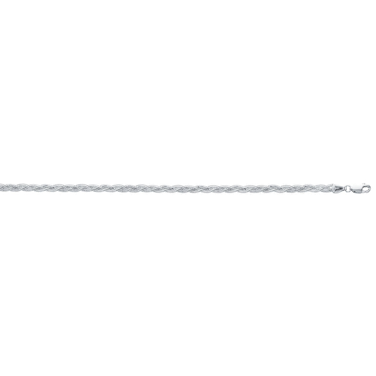 14K Gold 3.5mm Braided Fox Chain-White | Lobster